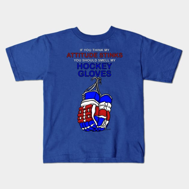 Funny HOCKEY GLOVES SMELL Ice Hockey Kids T-Shirt by ScottyGaaDo